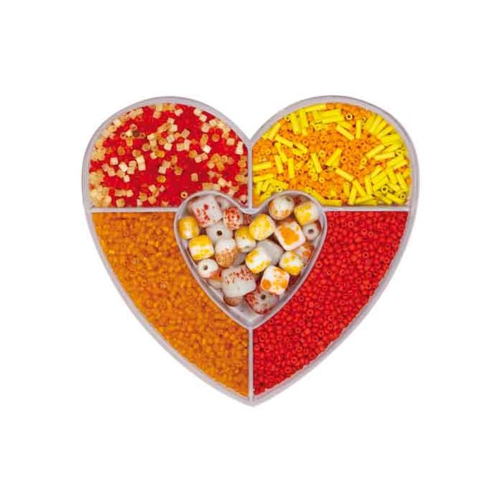 Perlenbox Herz Glasperlenmix orange 1 St