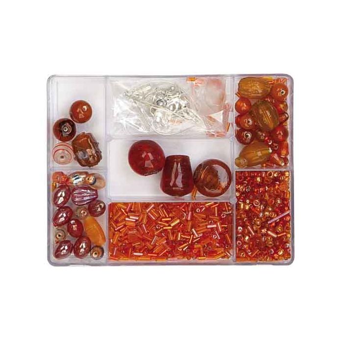 Perlenbox 7-Fächer Glasperlenmix orange 1 Box = ca. 99gr 1 Dose
