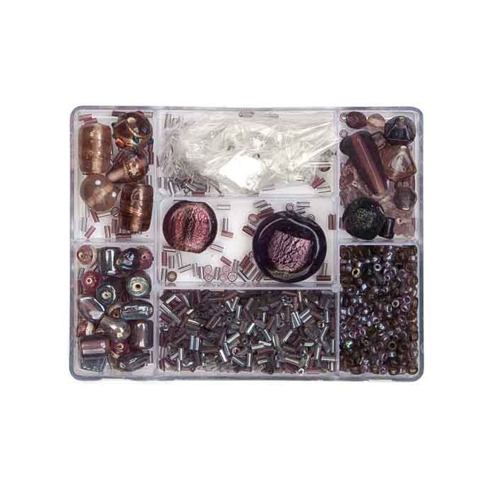 Perlenbox 7-Fächer Glasperlenmix lila 1 Box = ca. 99gr 1 Dose