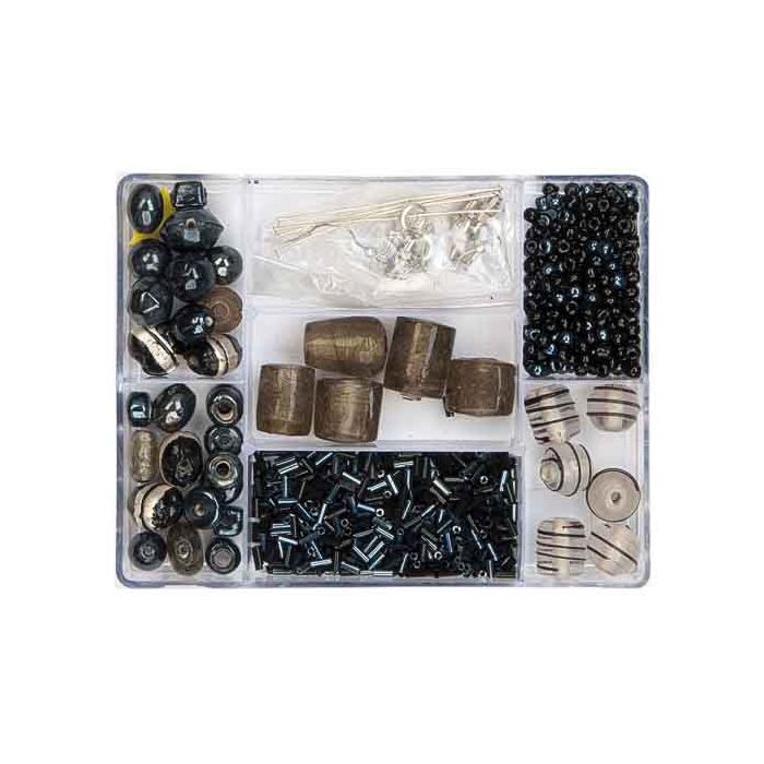 Perlenbox 7-Fächer Glasperlenmix schwarz 1 Box = ca. 99gr 1 Dose