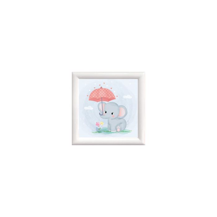 Diamond Painting Bild mit Rahmen Elefant 18x18 cm