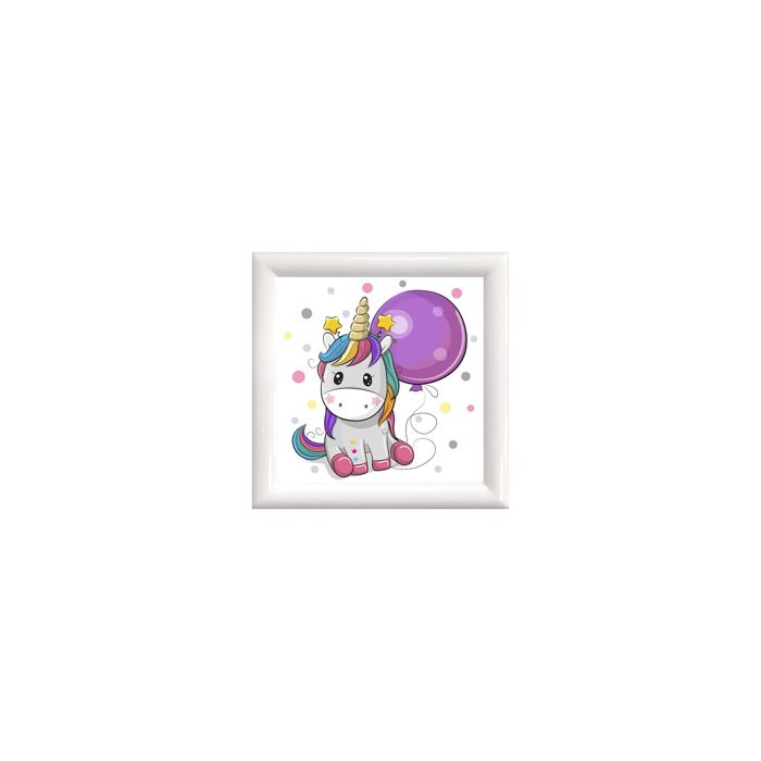 Diamond Painting Bild mit Rahmen Einhorn 18x18 cm