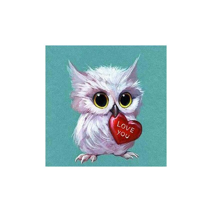 Diamond Painting Eule m.Herz 40x30 cm, Bild 1 von 2
