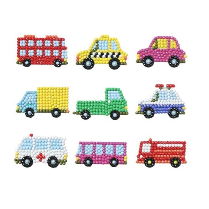 Diamond Painting Fahrzeuge Sticker Aufkleber Kinder entspannen Diamant Basteln ca. 4,5 cm