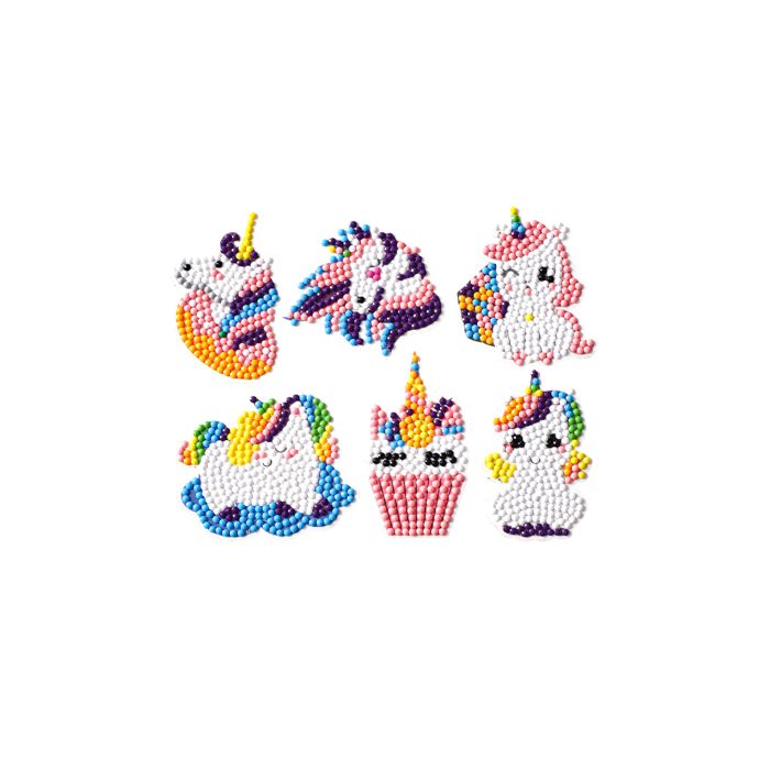Diamond Painting Einhorn Party Sticker Aufkleber Kinder entspannen Diamant Basteln ca. 4,5 cm
