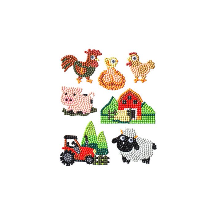 Diamond Painting Bauernhof Sticker Aufkleber Kinder entspannen Diamant Basteln ca. 4,5 cm