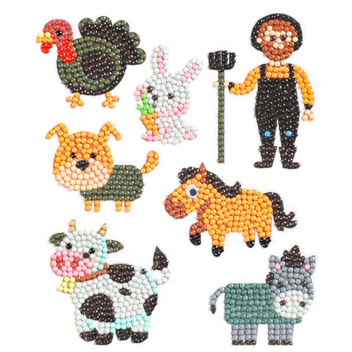 Diamond Painting Landleben Sticker Aufkleber Kinder entspannen Diamant Basteln ca. 4,5 cm