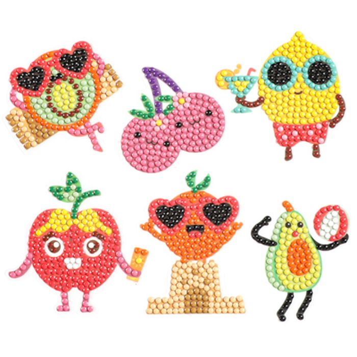 Diamond Painting Freche Früchtchen Sticker Aufkleber Kinder entspannen Diamant Basteln ca. 4,5 cm