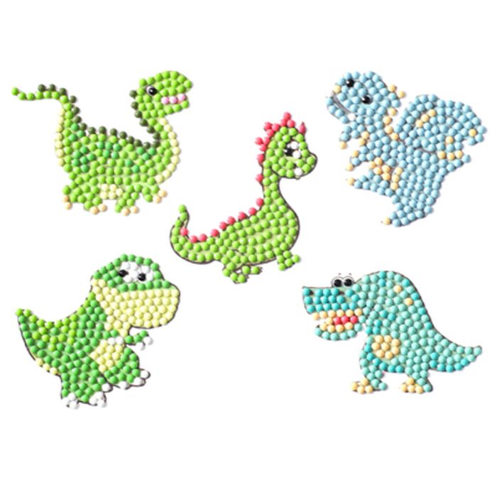Diamond Painting Dino Party Sticker Aufkleber Kinder entspannen Diamant Basteln ca. 4,5 cm