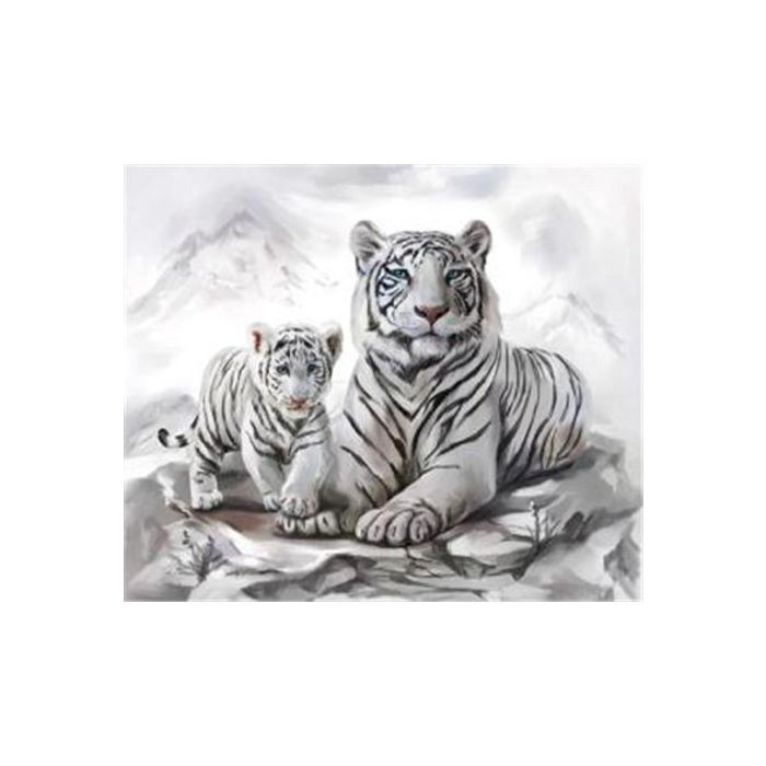 Diamond Painting Weiße Tigermama mit Jungtier 40x30 cm 1 St
