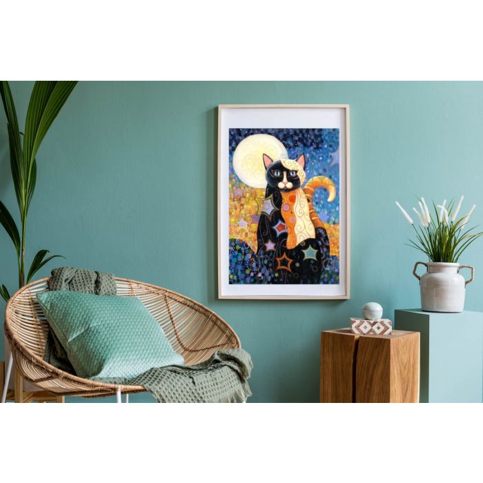 Diamond Painting Katze im Mondlicht 40x30 cm, Bild 2 von 2
