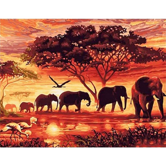 Diamond Painting Elefanten in Savanne 50x40 cm, Bild 1 von 2