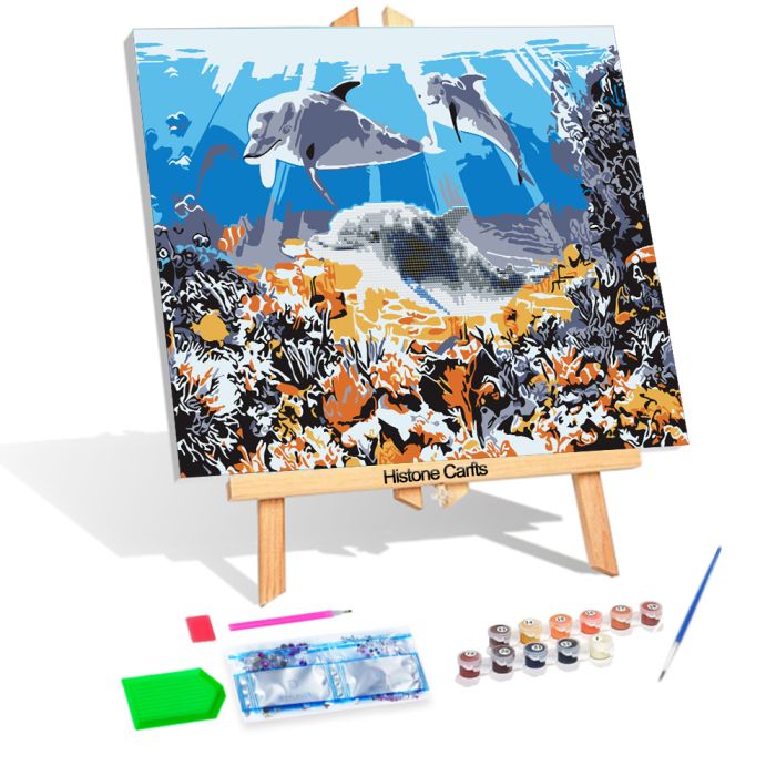 Diamond Painting m.Ölfarben Delfine 40x50 cm 6038-50051 4016490909002  