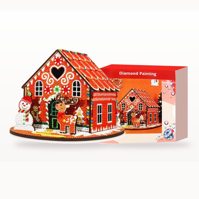 Diamond Painting Aufsteller Weihnachtshaus rot 14,5 x 23 x 19 cm, 1 Stück., Bild 2 von 6