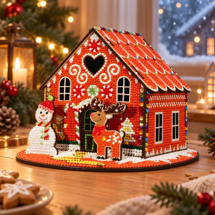 Diamond Painting Aufsteller Weihnachtshaus rot 14,5 x 23 x 19 cm, 1 Stück., Bild 5 von 6