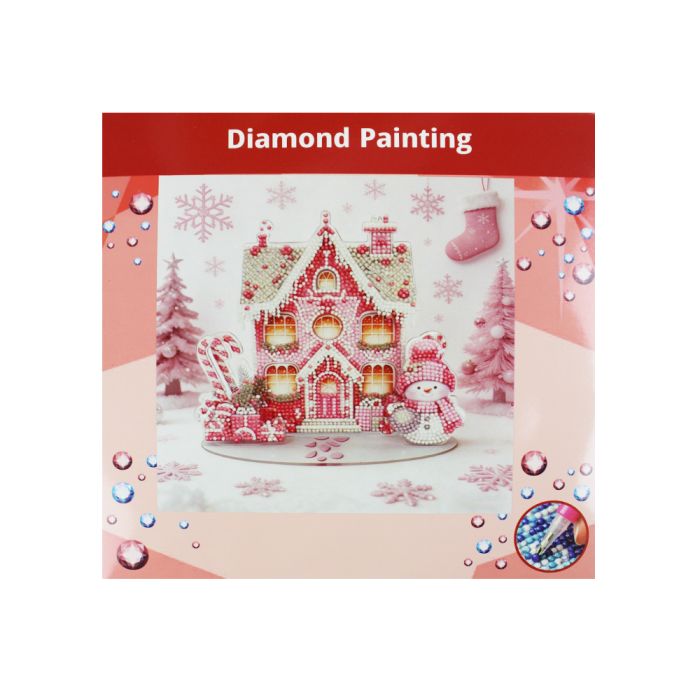 Diamond Painting Aufsteller Weihnachtshaus rosa 18 x 19,5 x 8 cm, 1 Stück., Bild 6 von 6