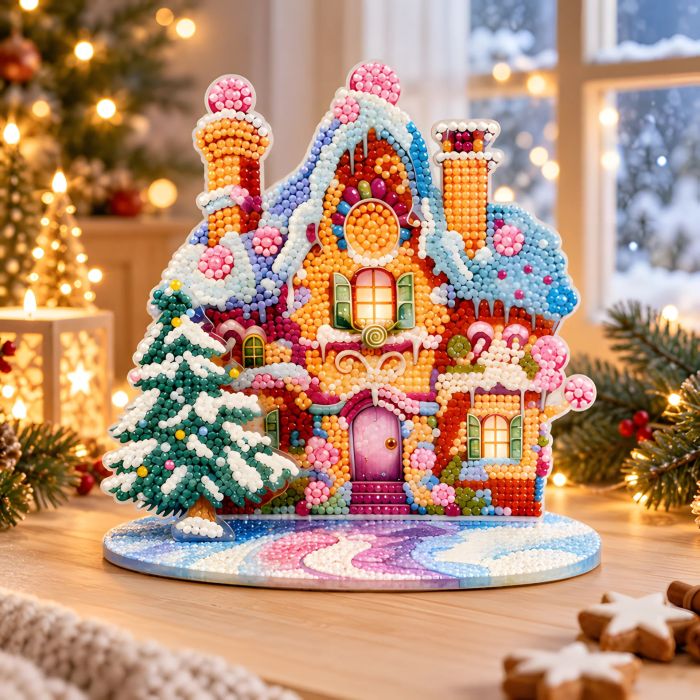 Diamond Painting Aufsteller Haus im Winter 18 x 19,5 x 8 cm, 1 Stück., Bild 5 von 6