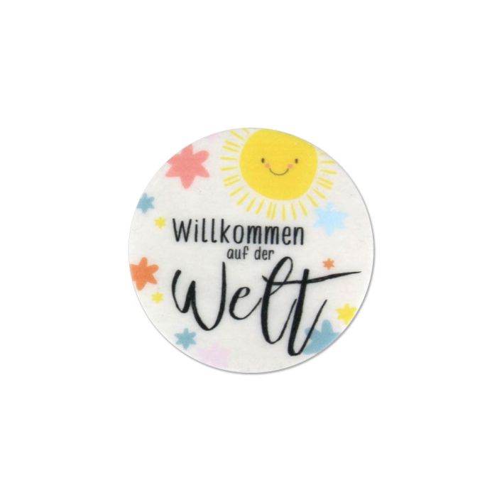 Wachsmotive rund Geburt weiß bunt 57 mm