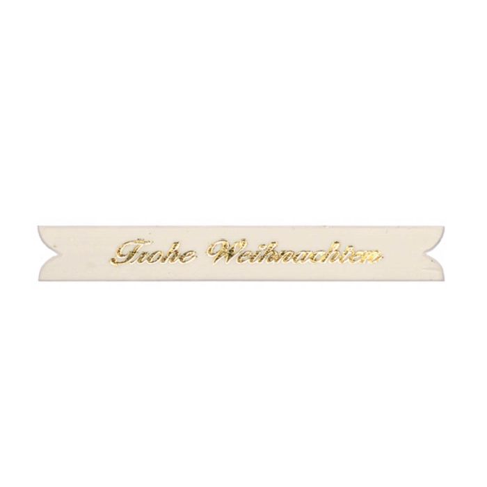 Wachs Spruchband Frohe Weihnachten weiß-goldfb. 9x1,3 cm 7061-03935 4016490740452  