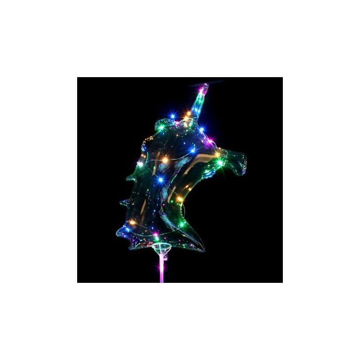 Luftballon Einhorn mit LED Blinkfunktion transparent ca. 37 cm, Bild 1 von 3