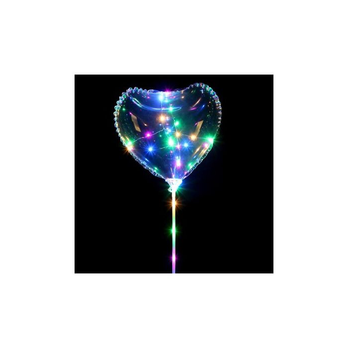 Luftballon Herz mit LED Blinkfunktion transparent ca. 30 cm 1 Stück, Bild 1 von 3