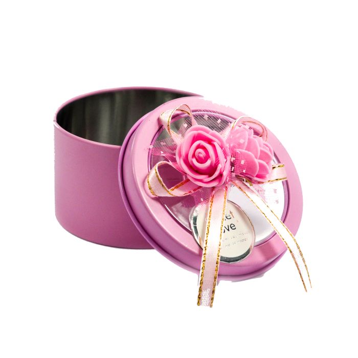 Geschenkebox Hochzeit rund rosa 80x50 mm 6St 7690-00151 4016490853206  