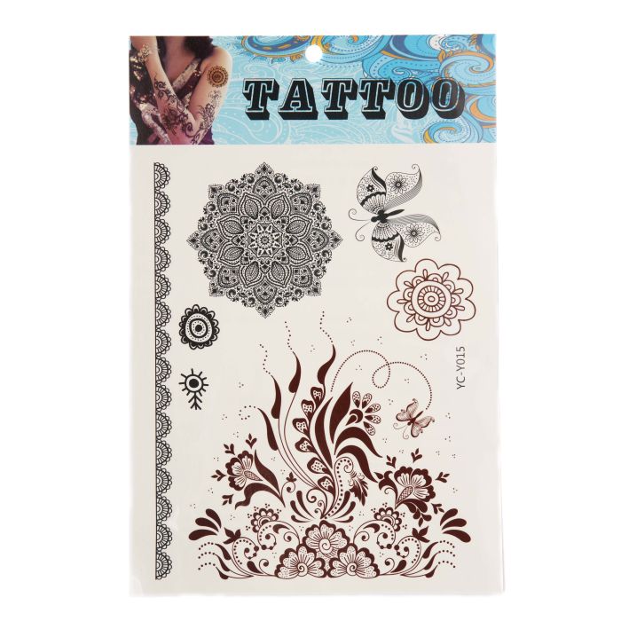 Shiny Tattoo Blüten schwarz braun 20x15 cm