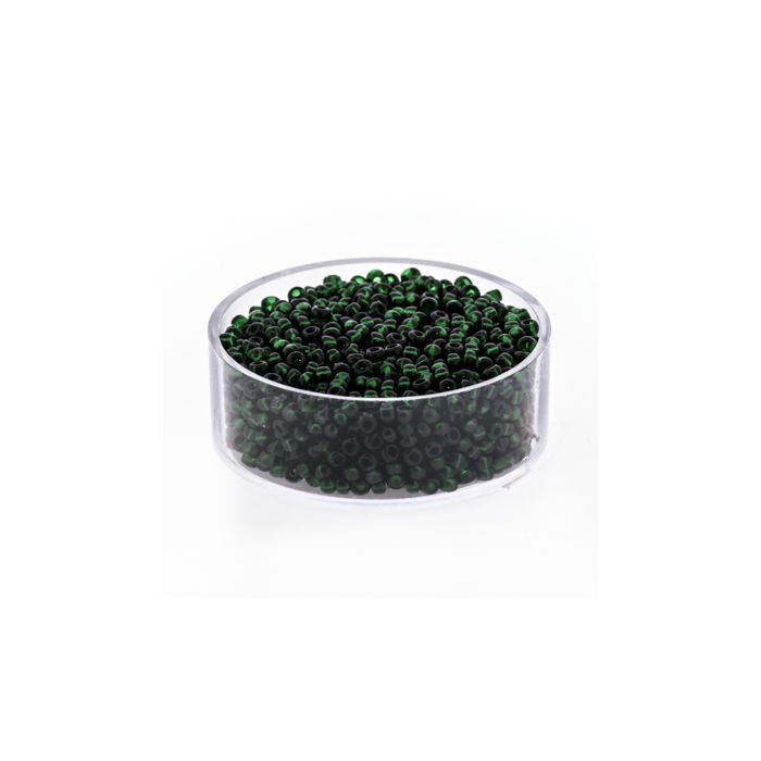 Rocailles dunkelgrün transparent 2,6 mm 9249-4 4016490063384  