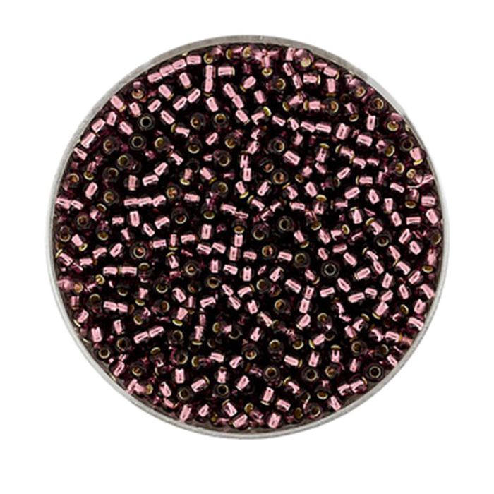 Pracht Rocailles Perlen dunkellila silbereinzug 2 mm in der Dose 17 g