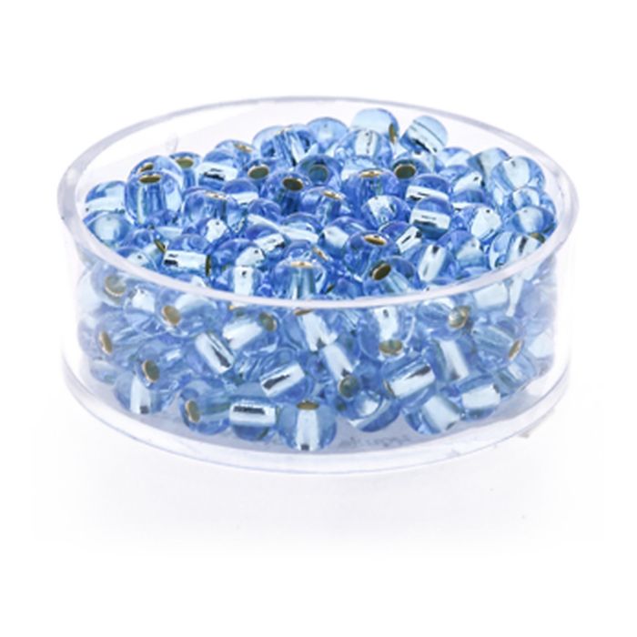 Pracht Rocailles Perlen blau silbereinzug 4,5 mm in der Dose 17 g, Bild 1 von 3