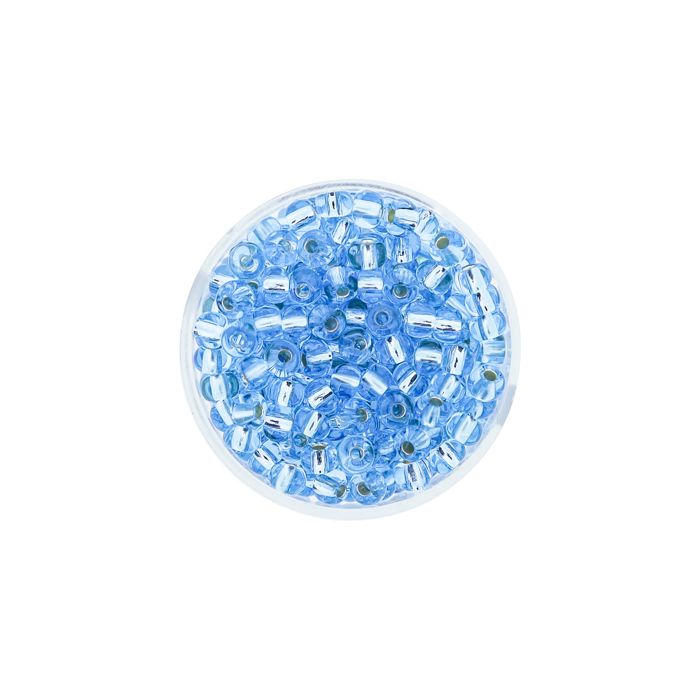 Pracht Rocailles Perlen blau silbereinzug 4,5 mm in der Dose 17 g, Bild 2 von 3