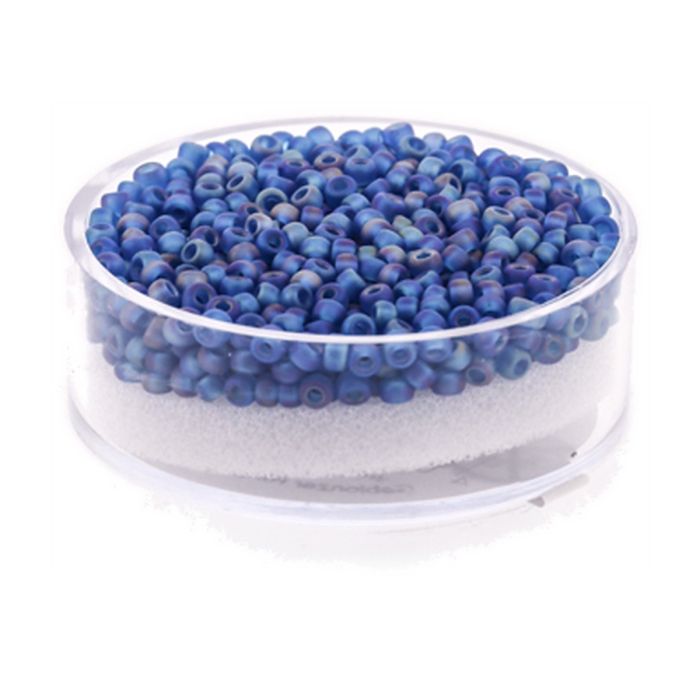 Jap. Miyukirocailles transp.matt blue rainbow 2,2 mm 12 gr, Bild 1 von 3