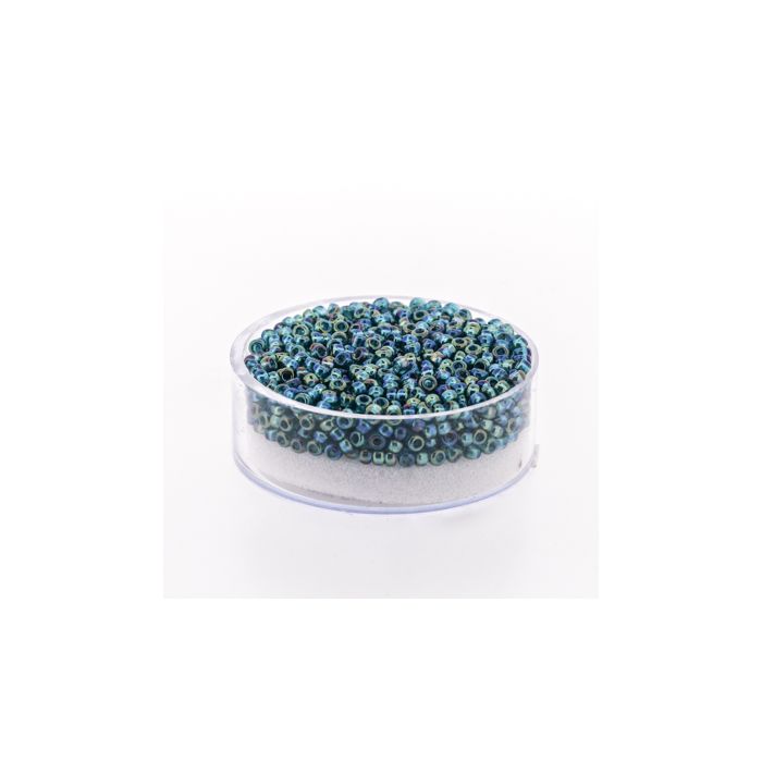 Jap. Miyukirocailles transp.blue zircon rainbow 2,2 mm 12 gr