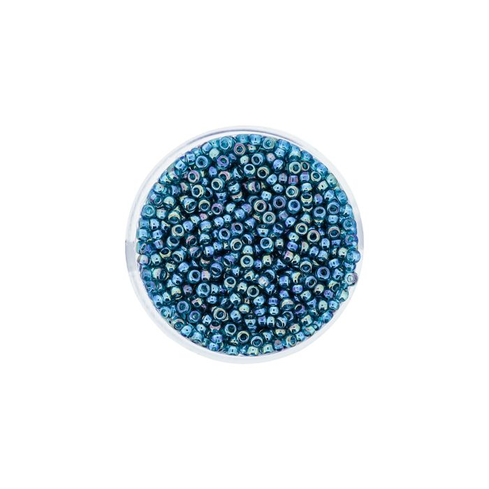 Jap. Miyukirocailles transp.blue zircon rainbow 2,2 mm 12 gr
