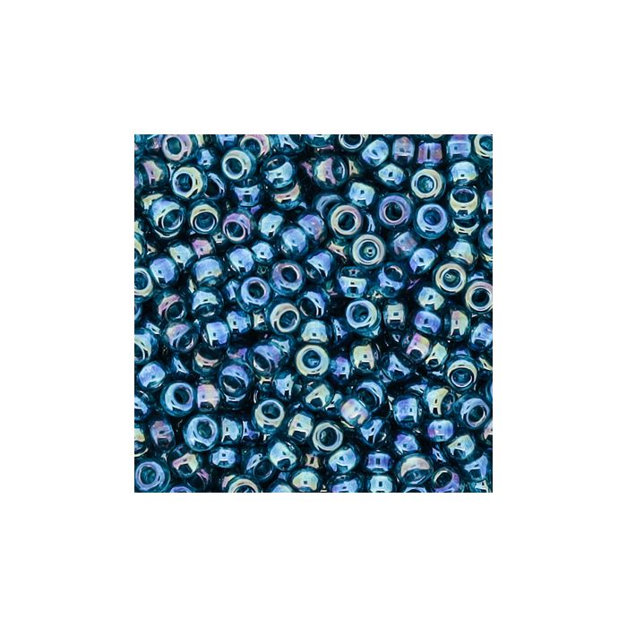 Jap. Miyukirocailles transp.blue zircon rainbow 2,2 mm 12 gr