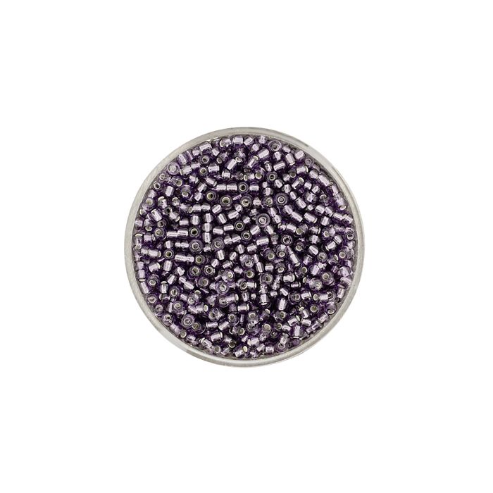 Rocailles lila silbereinzug 2,6 mm 17 gr