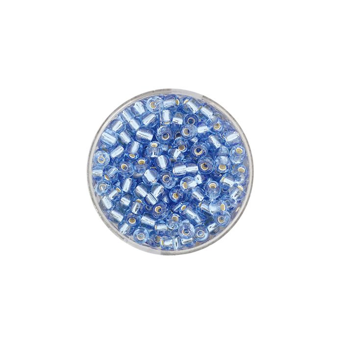 Rocailles hellblau silbereinzug 4 mm 17 gr