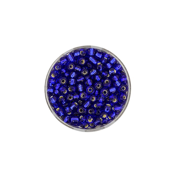 Rocailles dunkelblau silbereinzug 4 mm 17 gr