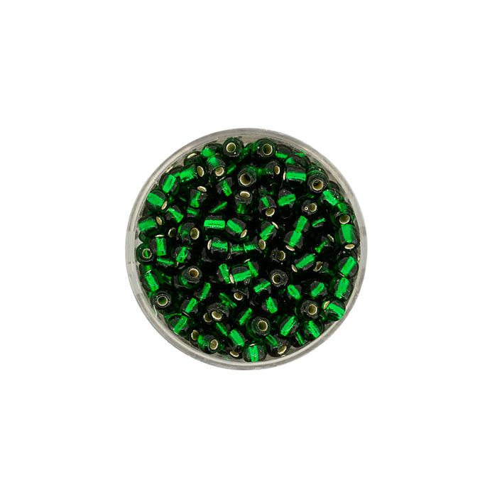 Rocailles dunkelgrün silbereinzug 4 mm 17 gr