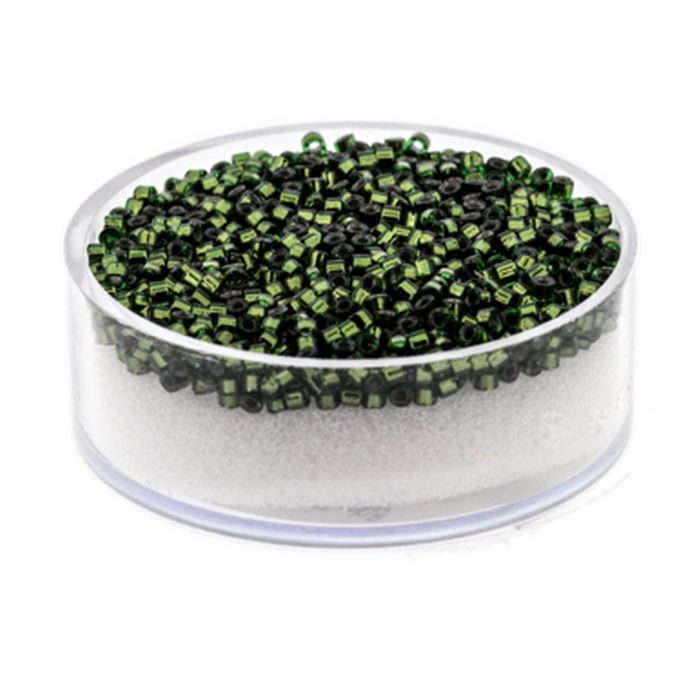 Hochw. jap. Delica Beads silverlined dark green 2 mm, Bild 1 von 3