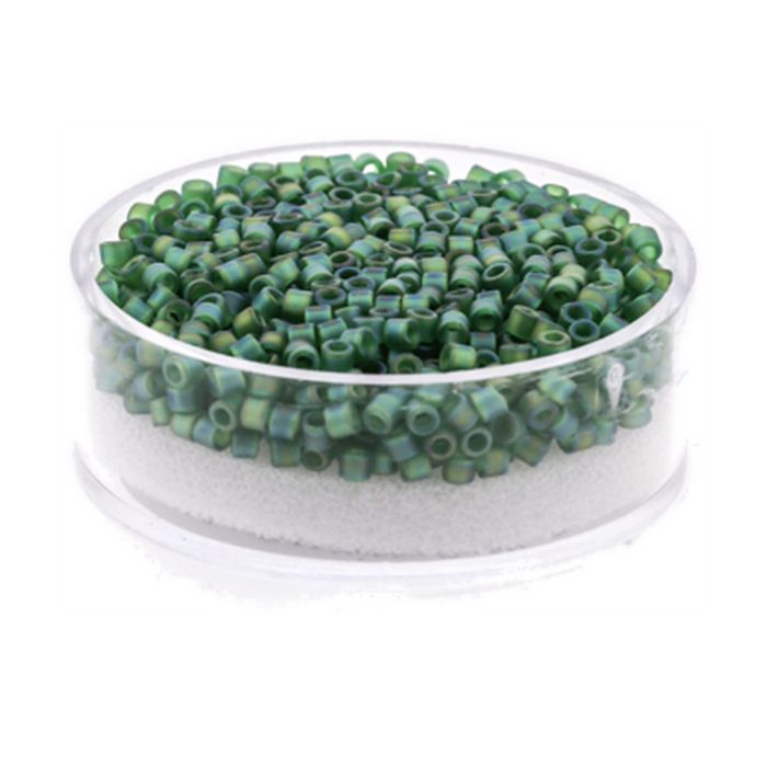 Delica Beads japanische Rocailles green AB matt 2,2 mm 9 gr, Bild 1 von 3