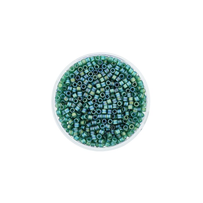 Delica Beads japanische Rocailles green AB matt 2,2 mm 9 gr, Bild 2 von 3