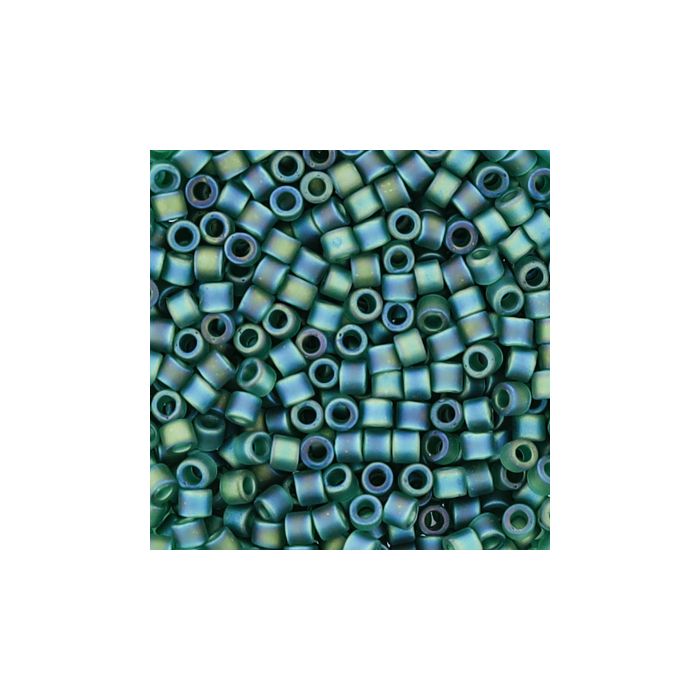 Delica Beads japanische Rocailles green AB matt 2,2 mm 9 gr, Bild 3 von 3