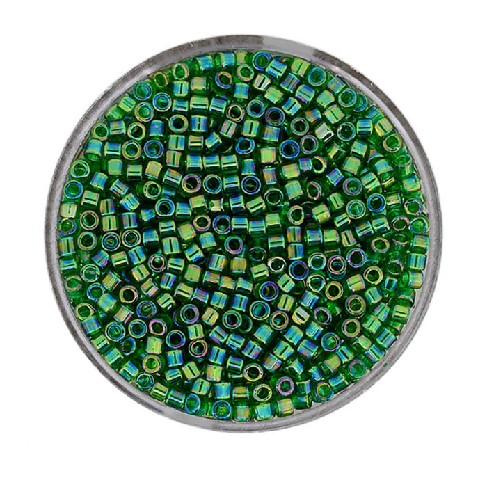 Delica Beads japanische Rocailles green AB transparent 2,2 mm 10 gr