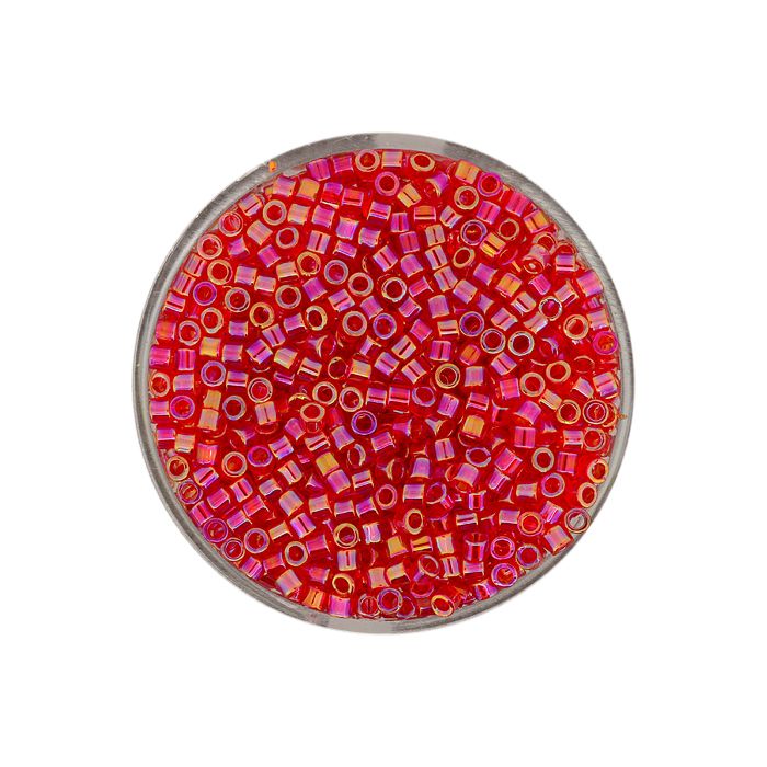 Delica Beads japanische Rocailles red AB transparent 2,2 mm 10 gr