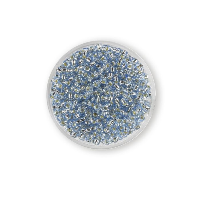 Japanische Miyuki Rocailles silverlined hellblau 2,5 mm 12 gr