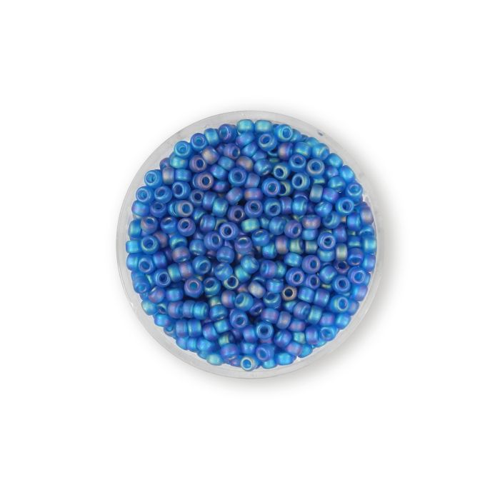 Jap. Miyukirocailles transp.matt blue rainbow 2,5 mm 12 gr