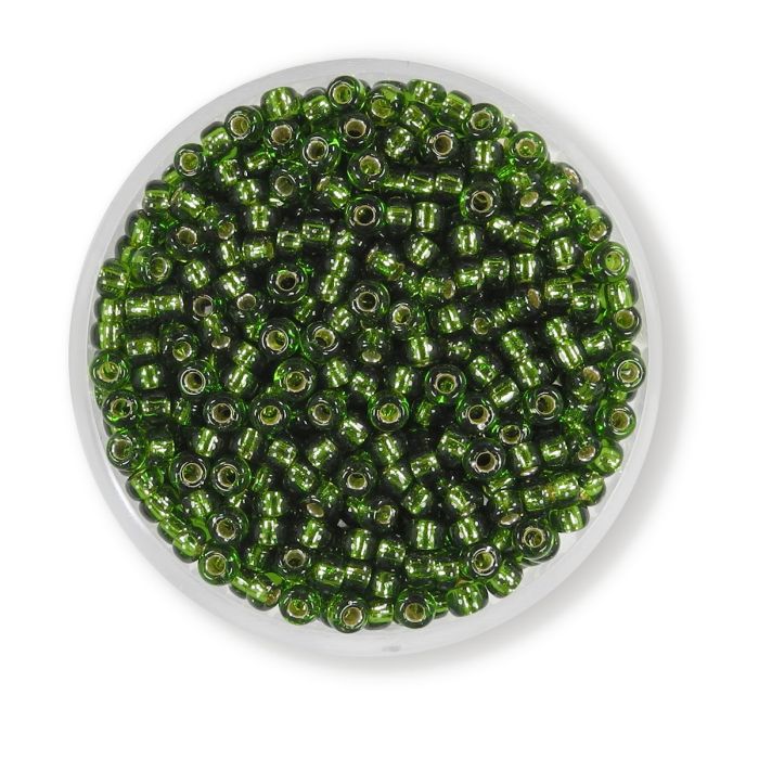 Jap. Miyukirocailles silverlined olivine 2,5 mm 12 gr
