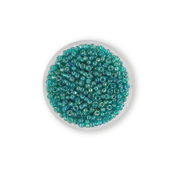 Jap. Miyukirocailles transp.matt blue zircon rainbo 2,5 mm 12 gr