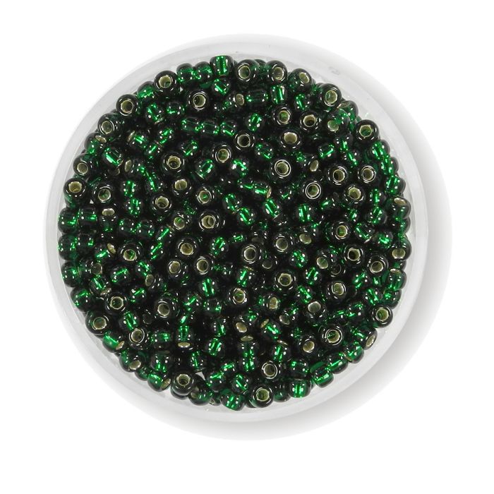Japanische Miyuki Rocailles silverlined emerald 2,5 mm 12 gr